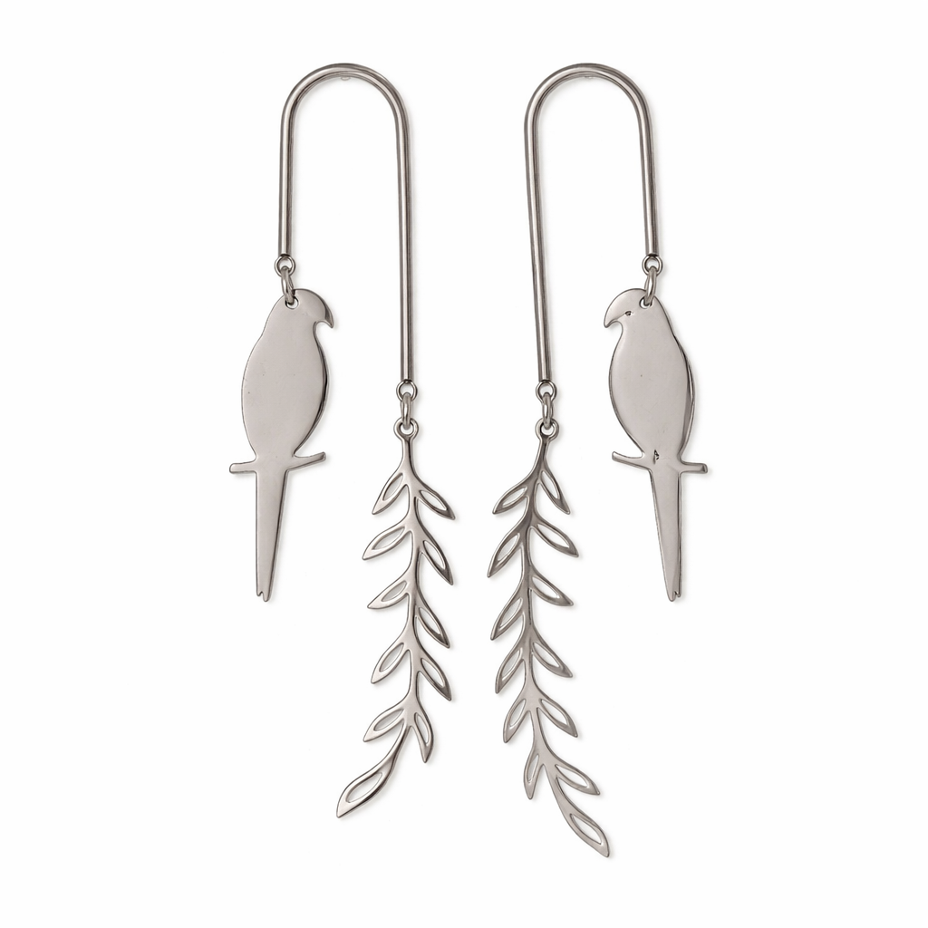 Parrot Leaf Earrings (silver)