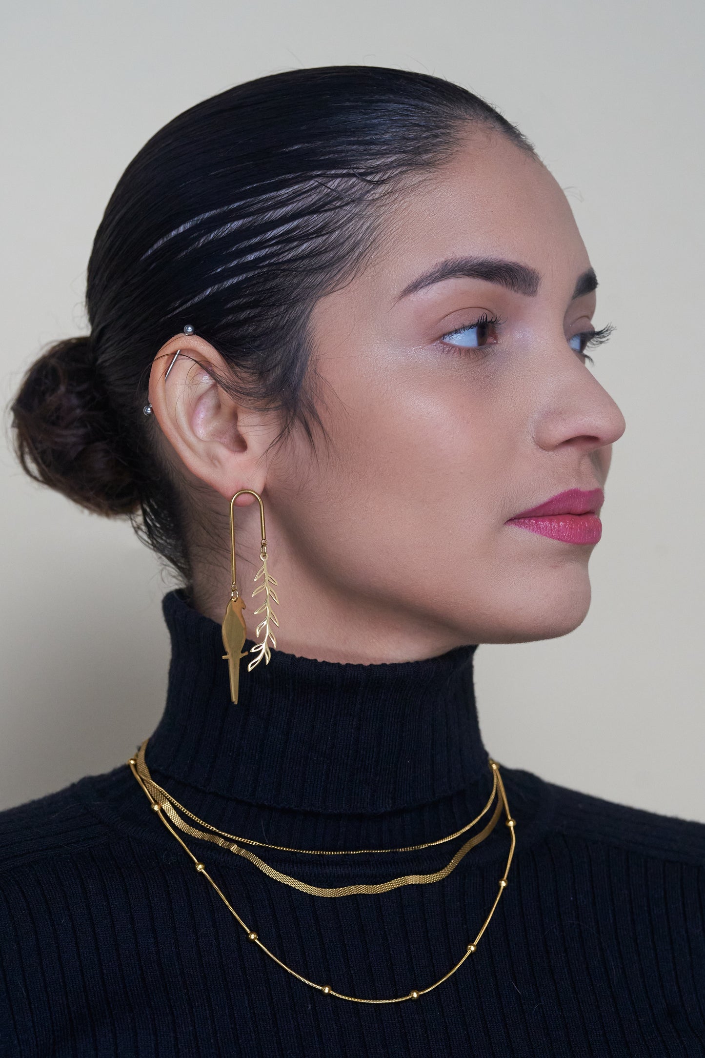 Parrot with Leaf Drop Earrings