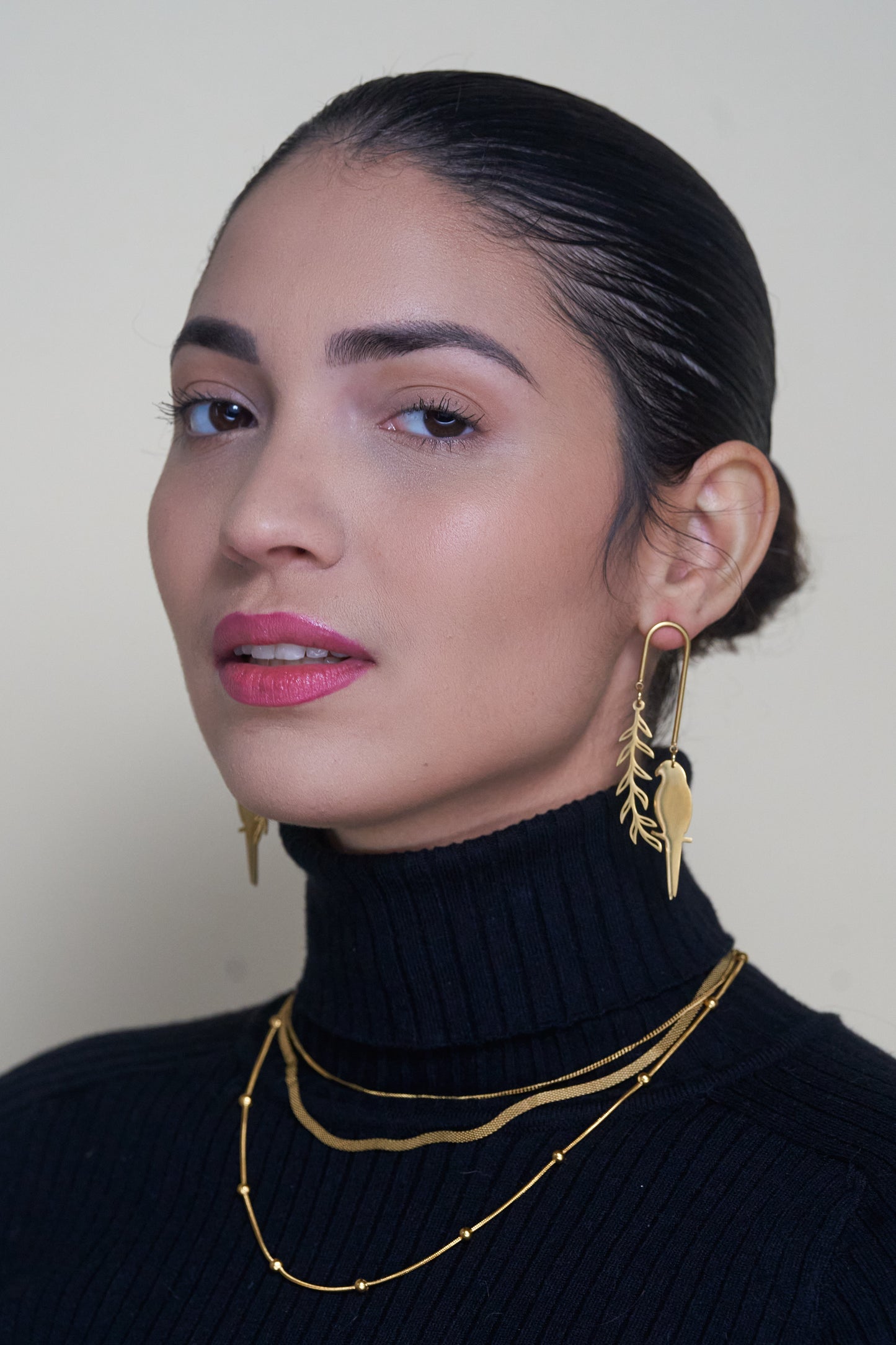 Parrot with Leaf Drop Earrings