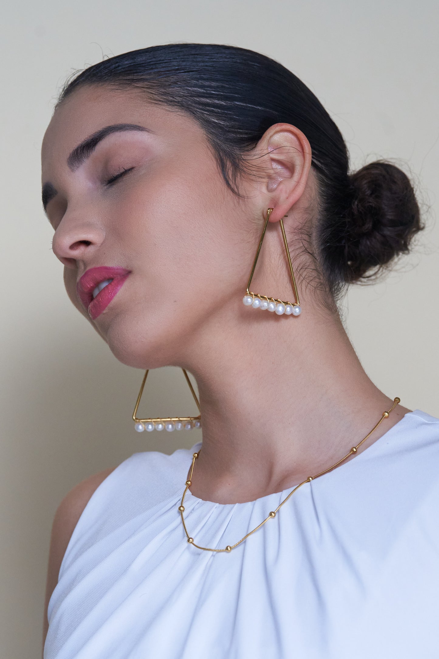 Triangle Pearl Hoop