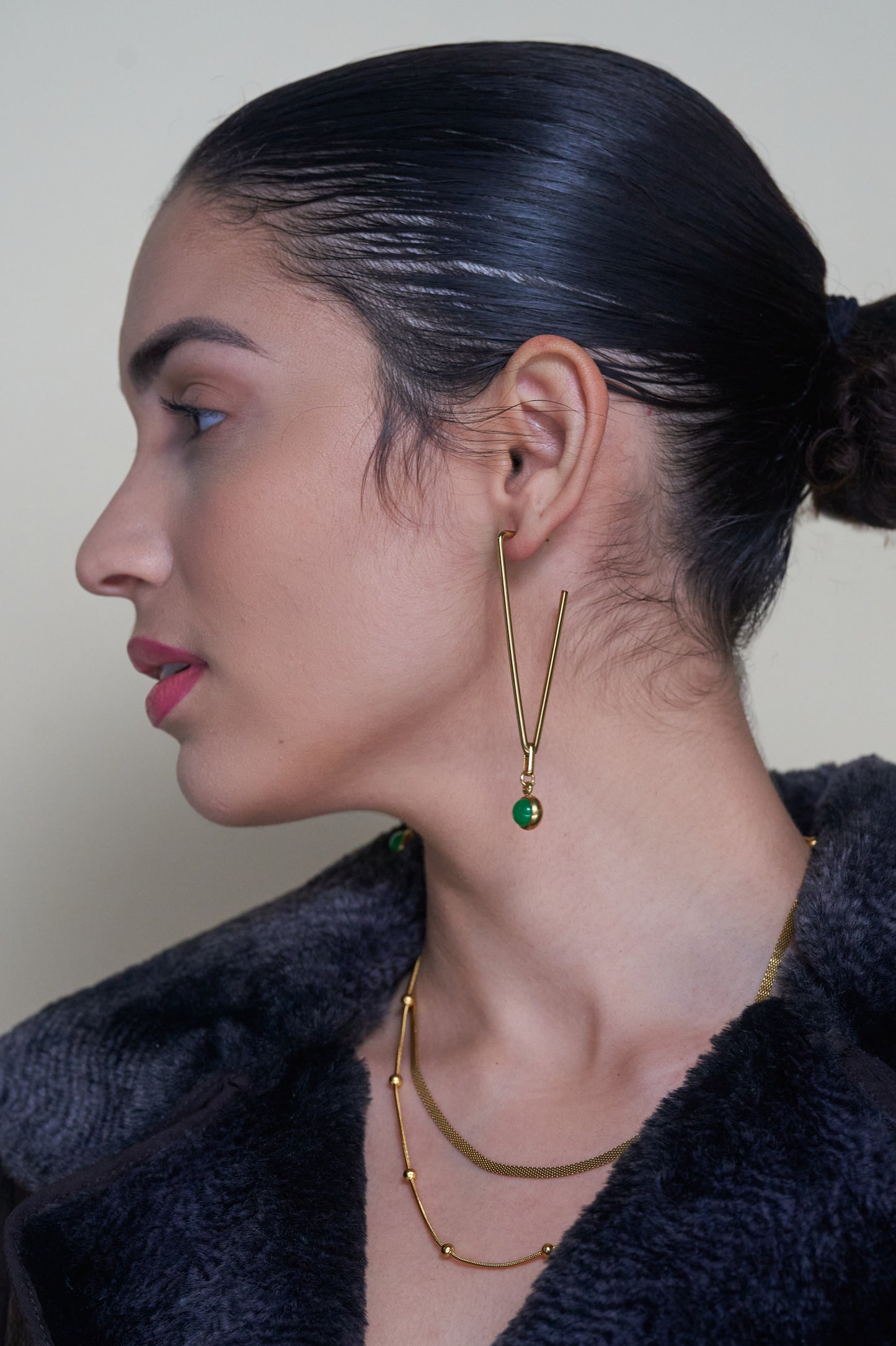 Jade Triangle Hoops