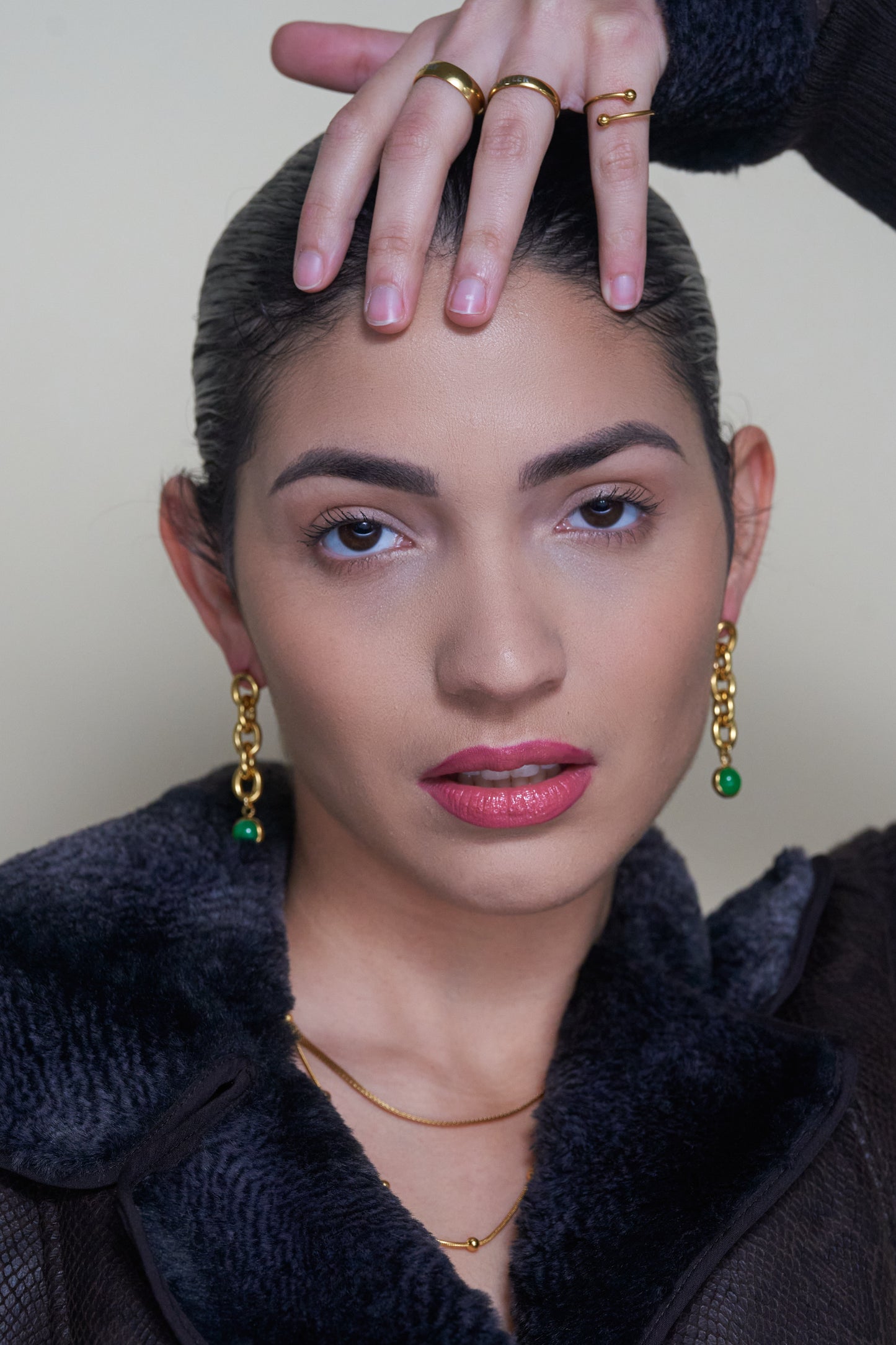 Jade or Quartz Chain Earrings