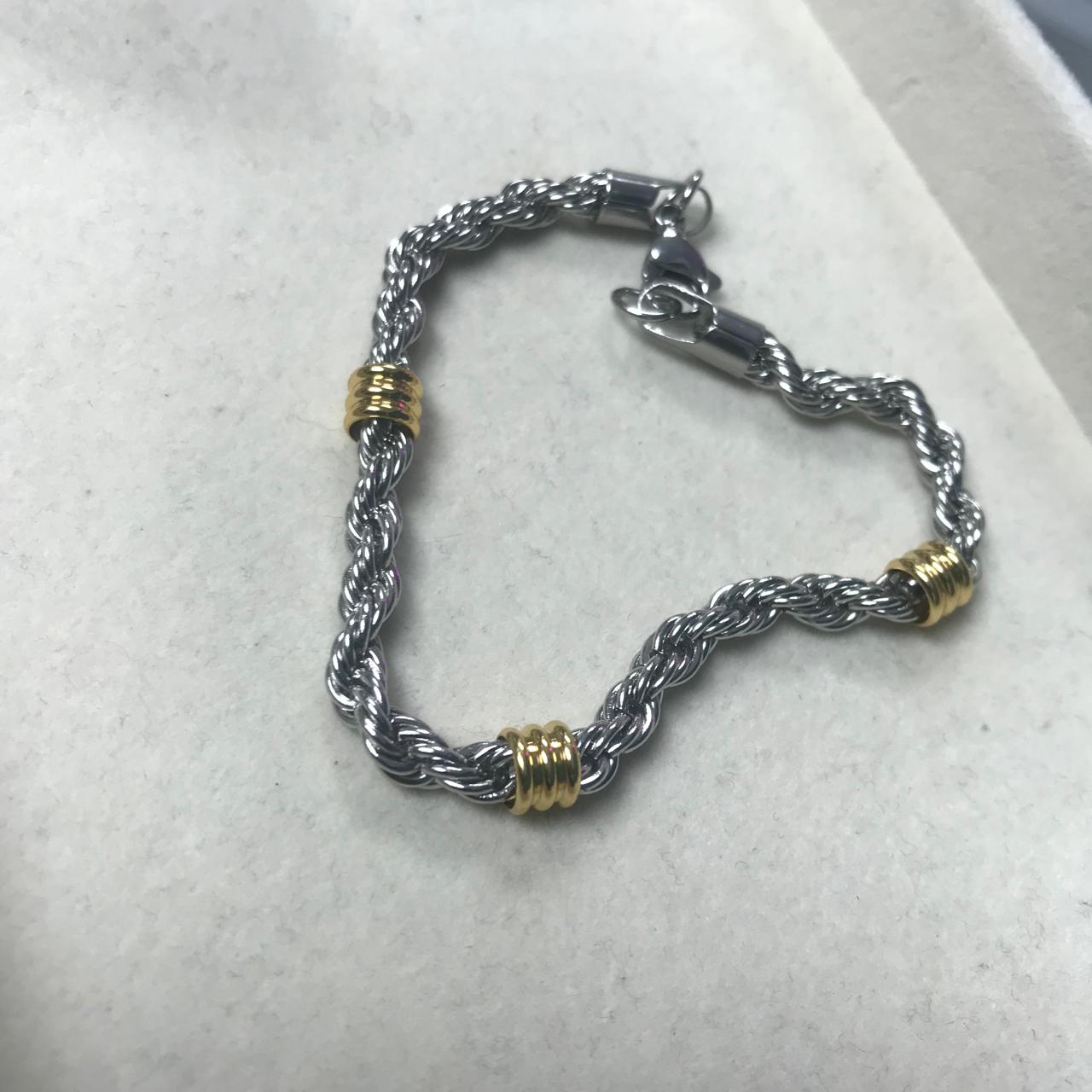 Silver with Gold Details Bracelet