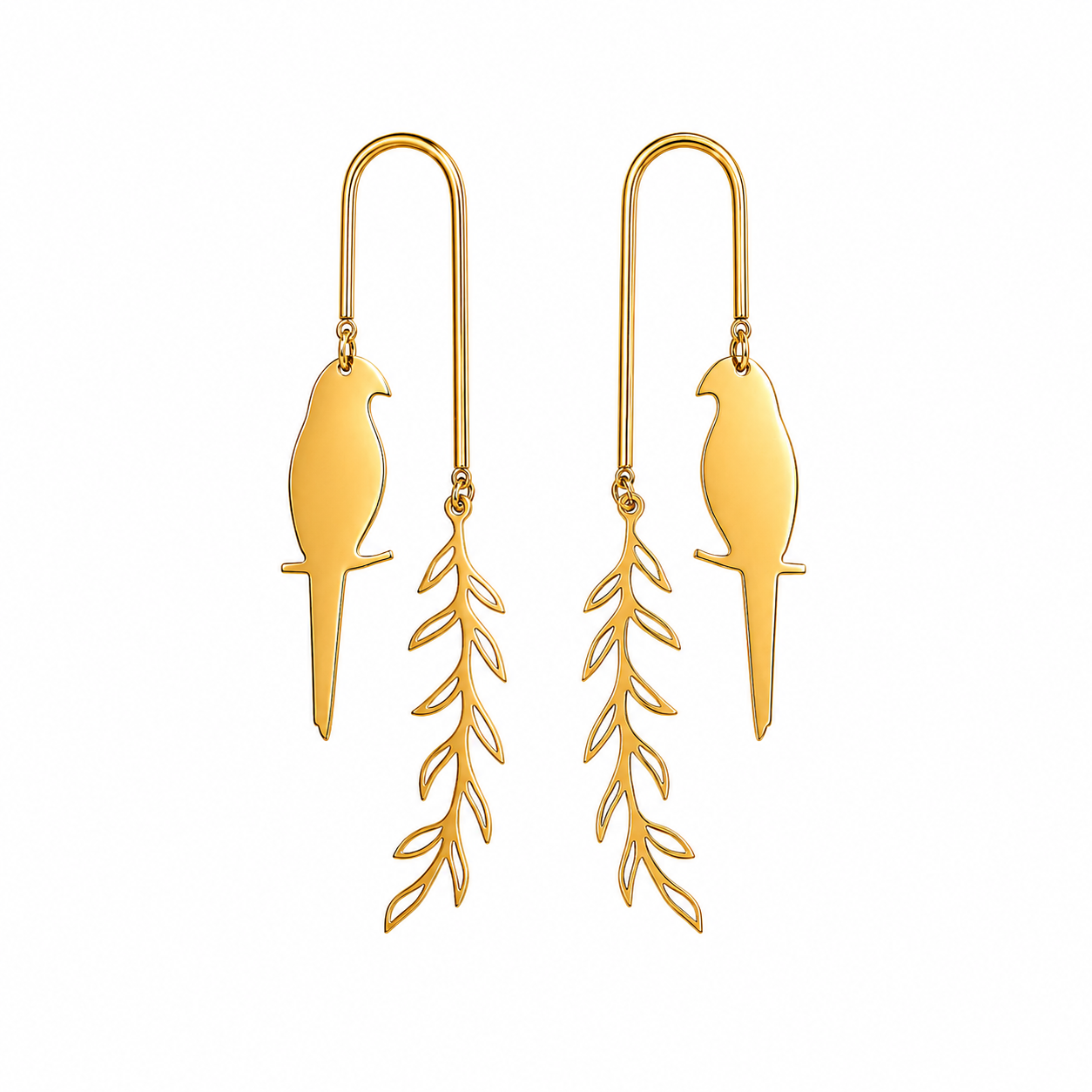 Parrot with Leaf Arch Earrings