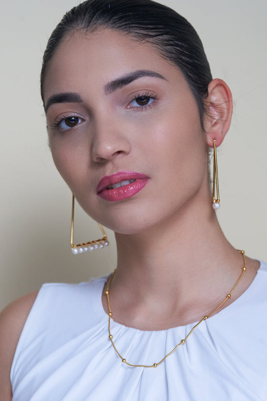 Triangle Pearl Hoop